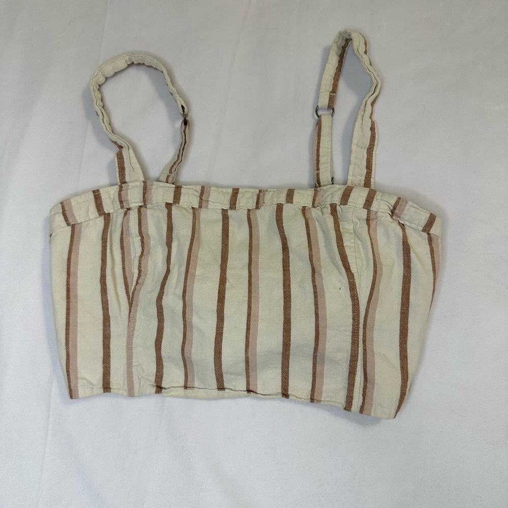 Abercrombie & Fitch Striped Tie Back Crop Top